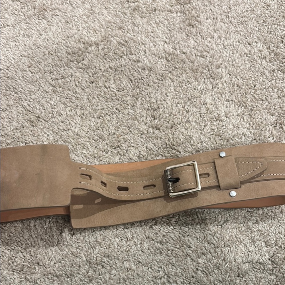 Rag & Bone Tan Suede Belt with Silver Buckle